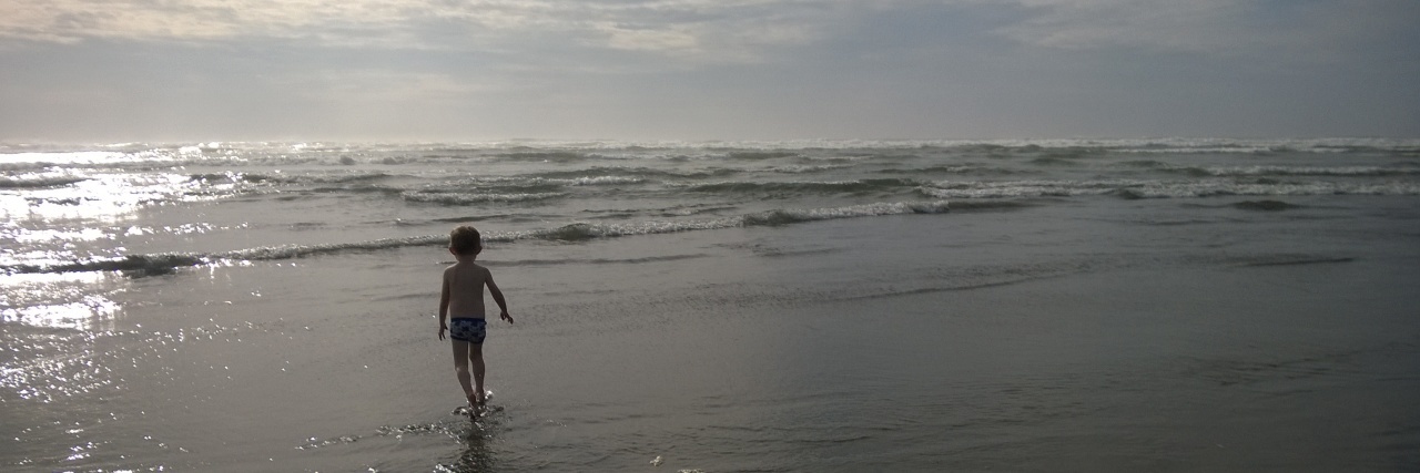 My Son on the Autism Spectrum Loves the Ocean Sara's son at the beach.