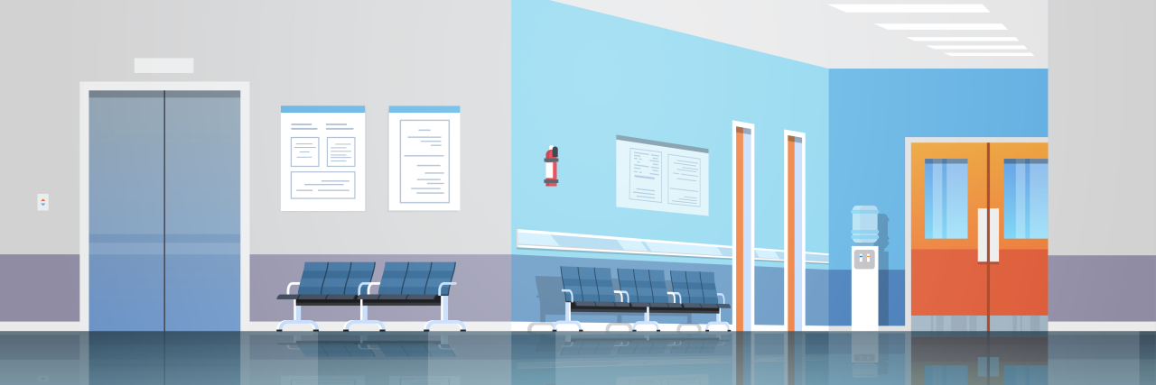 KHN: The ACA Marketplace Is Open Again for Insurance Sign-Ups. Illustration of a hospital cordior