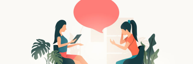 vector illustration of woman talking to a therapist