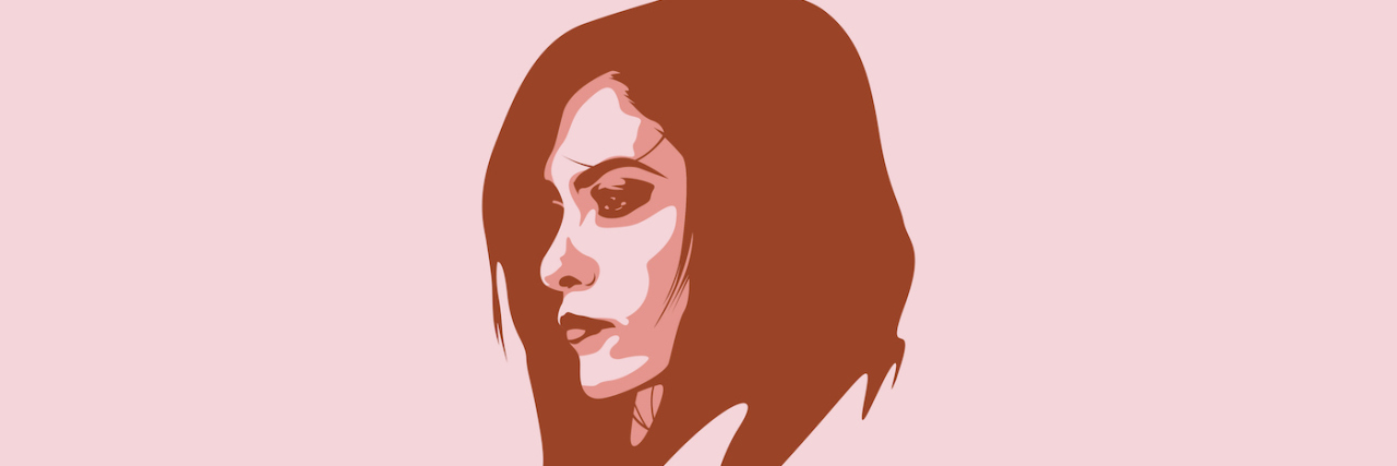 What Life After Losing My Sister to Suicide Is Like Illustration of woman's profile, with serious expression