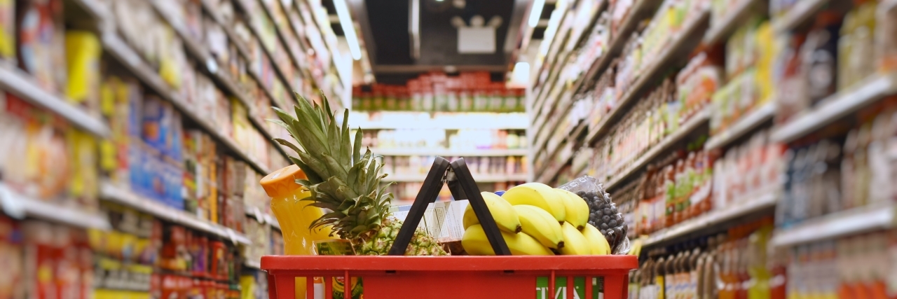 When I'm Pressured to Go on a Diet as a Person With Cerebral Palsy Grocery basket with food.