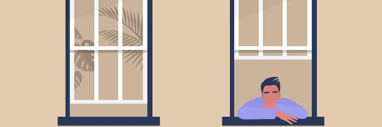 My Recommendations for Pandemic Mental Health Management Illustration of young male character looking out of the window