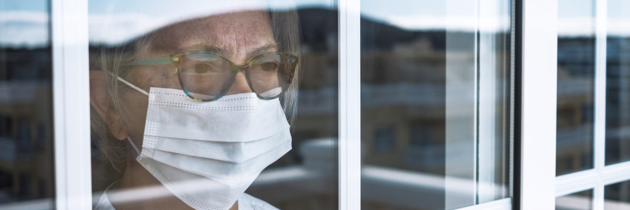 senior woman in self quarantine to avoid contagion