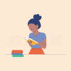 Illustration of woman reading a book