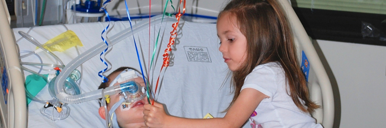 Siblings of Medically Complex Children Are Awesome Lori's daughter helping her son in the hospital.