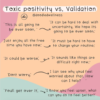 Graphic that reads toxic positivity vs. validation