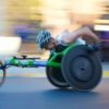 Disabled athlete in a racing wheelchair