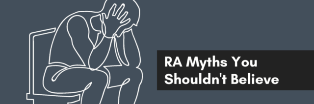 Banner of a man holding his head in his hands which reads: RA Myths You Shouldn't Believe