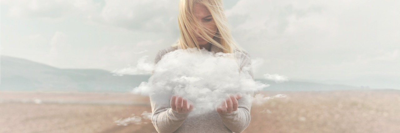 Why It's Wrong to Say the Weather Is Bipolar digitally edited photo of a woman holding a cloud in a field