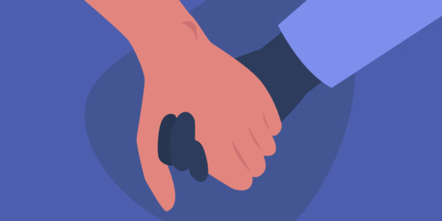 How to Help a Depressed Spouse Two people holding hands.