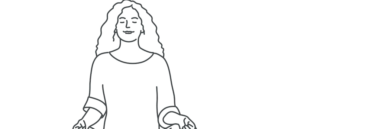 Overcoming My Love-Hate Relationship With My Bipolar Medication Line drawing of woman sitting in the lotus position with a peaceful expression