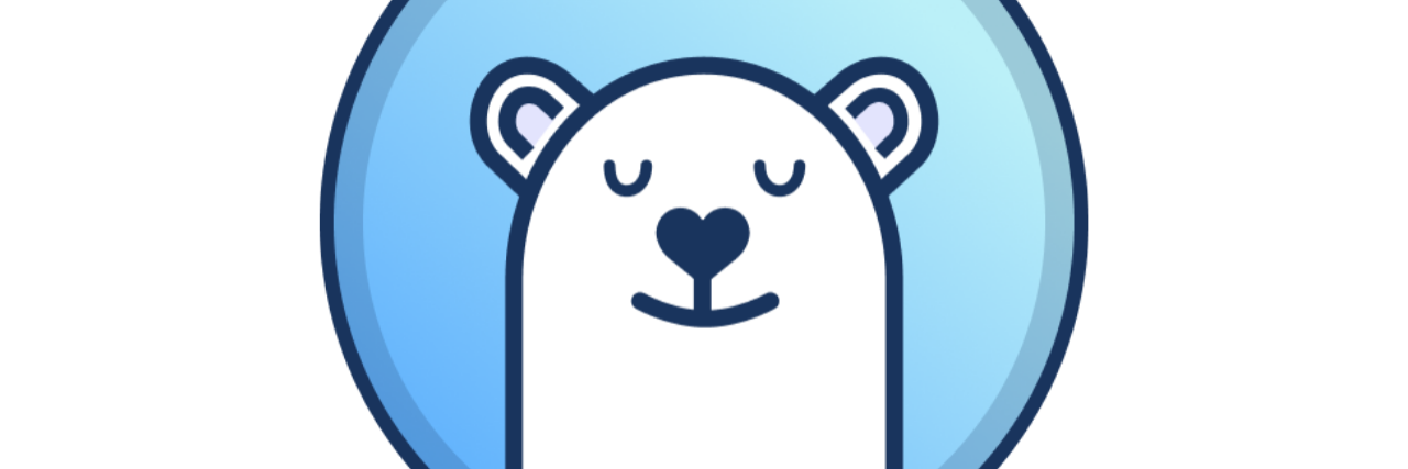 Why I Quit My Job to Create the Symptom Tracking App 'Bearable' an animated polar bear's head with its eyes closed, blue background