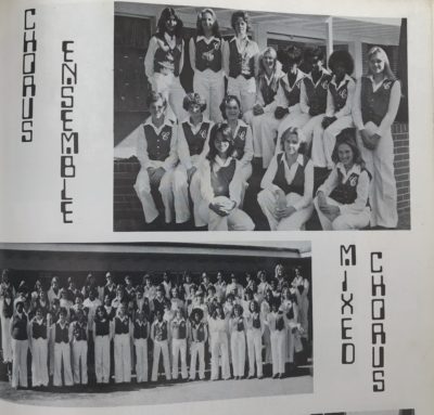 A black and white yearbook photo of the author's junior high chorus