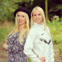 Louise with her identical twin Gemma.