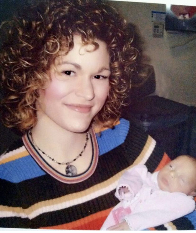 Jacquelyn with her birth daughter as a newborn