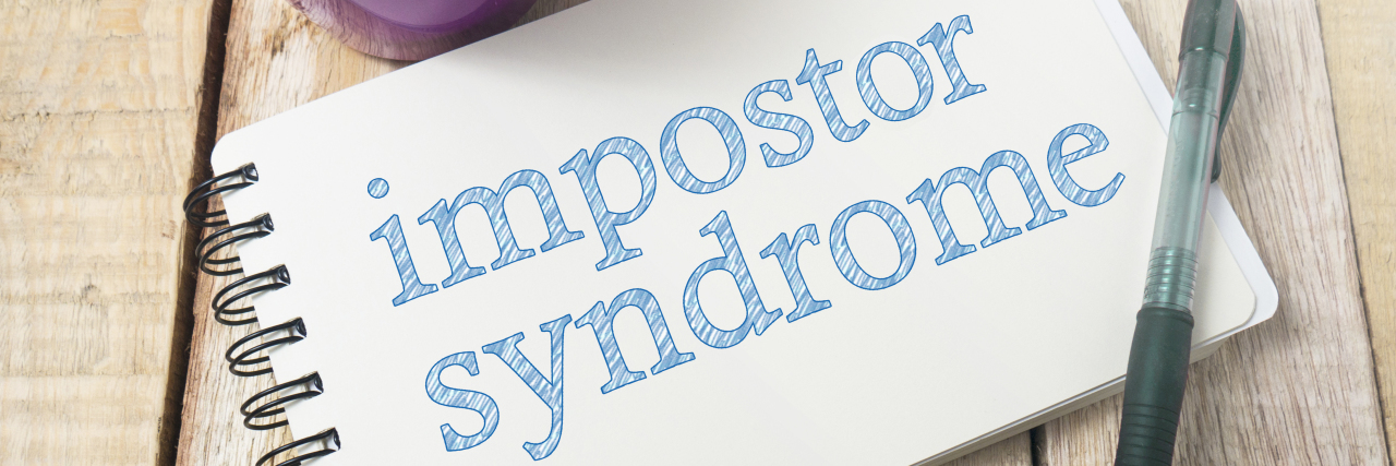 8 Ways Imposter Syndrome Shows Up in Chronic Illness Notebook that says "imposter syndrome"
