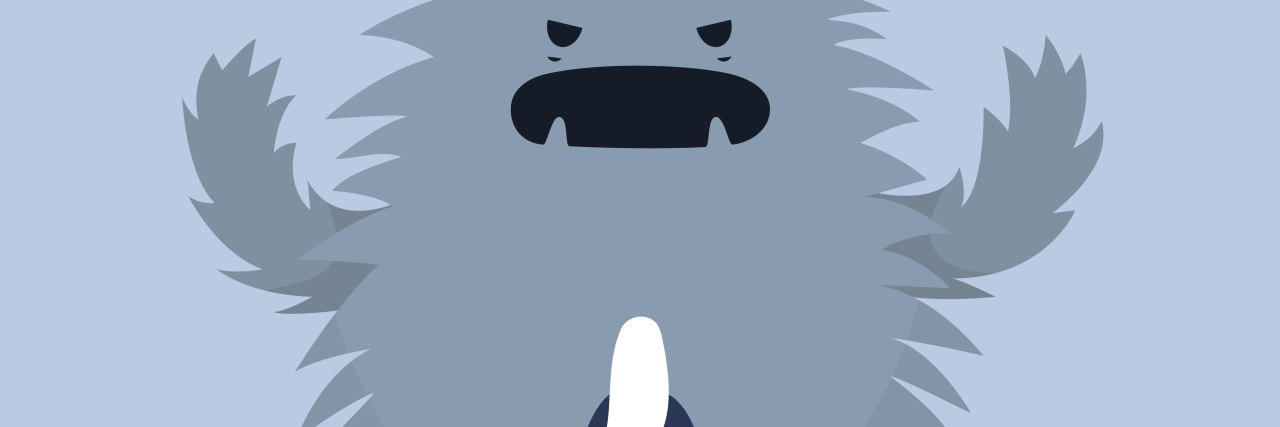 Fighting Anxiety to Speak Openly About Having Autism Woman facing fear monster.