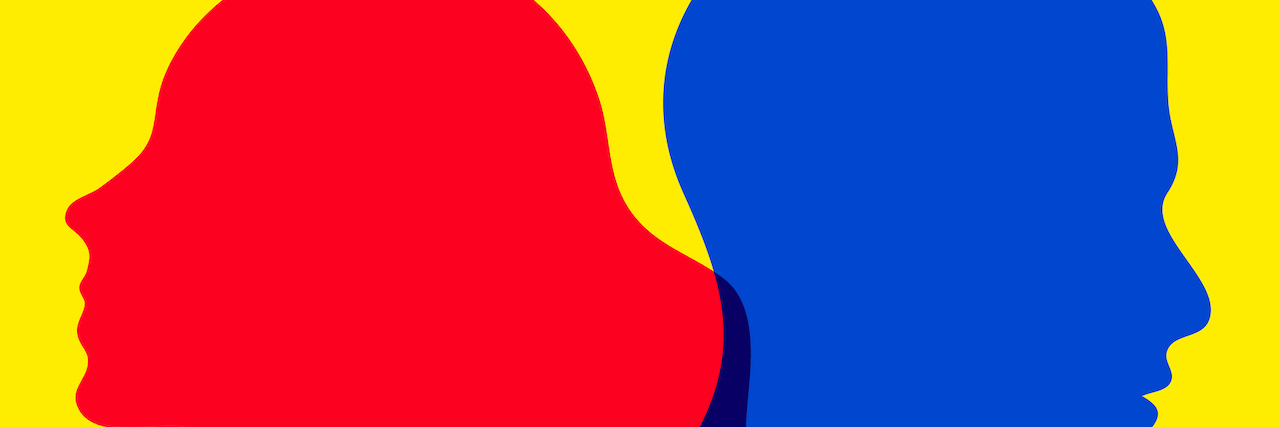 Exploring How High Expectations Can Sabotage Relationships Illustration of silhouettes of woman and man's profiles, back to back