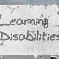 Peeling label that says "learning disabilities."