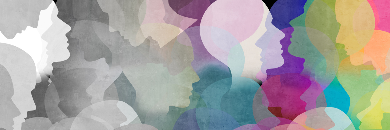 Shifting From a Medical Model of Autism to the Neurodiversity Paradigm Gradient of silhouettes from black and white to rainbow.