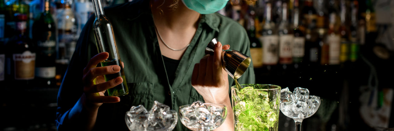 bartender with a mask