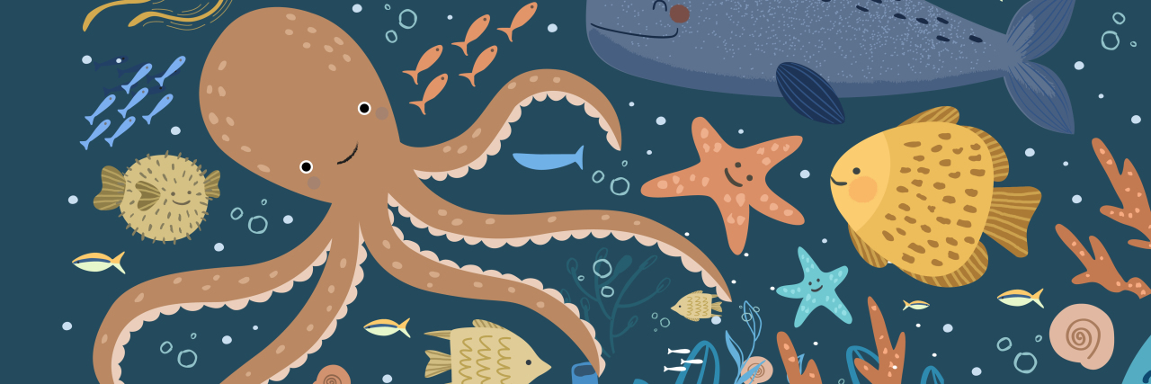 Lessons From My Undifferentiated Connective Tissue Disease Diagnosis Drawing of octopus and sea life.