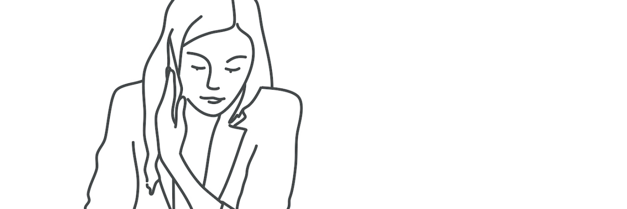 Life as a Young Adult With Mental Illness and Learning Disabilities Line drawing of young woman talking on the phone and writing something down.