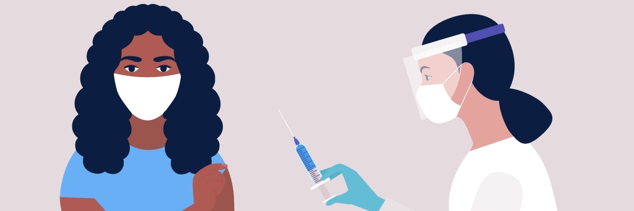 Why We Must Address Vaccine Hesitancy in Long-Term Care Workers Woman receiving COVID-19 vaccine.