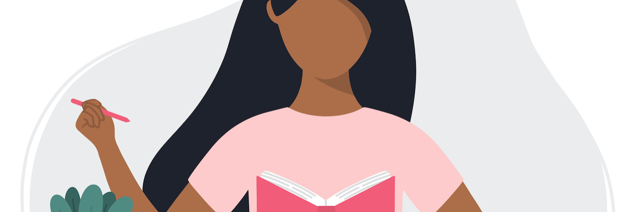 A New Kind of Journaling That Helps Me Live With Depression Illustration of Black woman writing in a notebook.