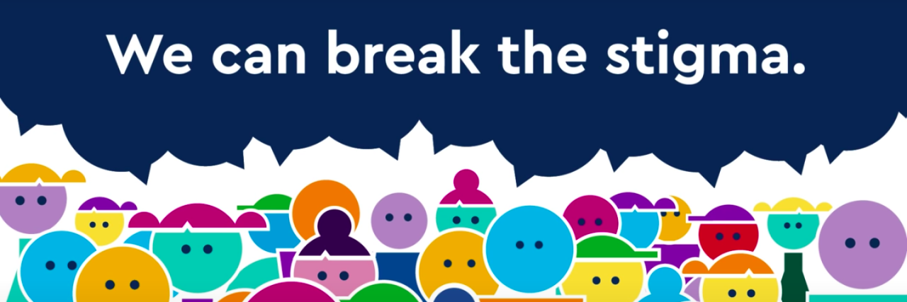 Let's Normalize Talking About Your Emotions and Mental Health  Illustration of sea of different color faces with the words "We can break the stigma"