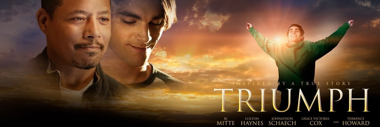 ‘Triumph’ Movie Starring RJ Mitte in Theaters April 30 Triumph movie poster featuring RJ Mitte and Terrence Howard.