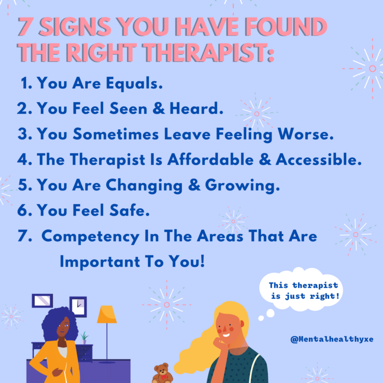 7 signs you have found the right therapist graphic