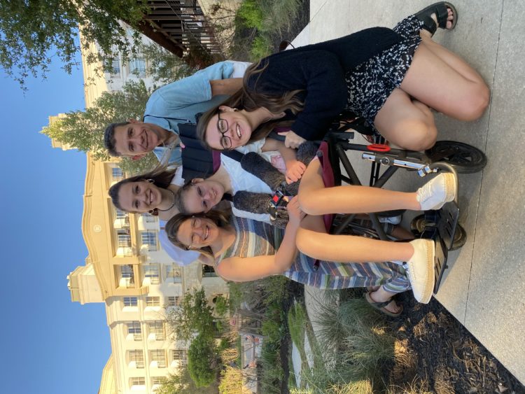 Marie with her family on vacation.