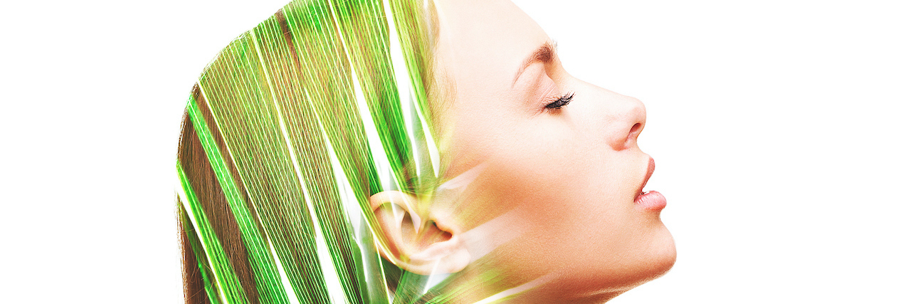 What No One Told Me About Living With Ehlers-Danlos Syndrome Double exposure profile of woman and palm leaves