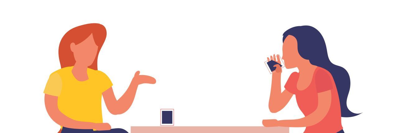 Responding to People Who Say I Talk About My Chronic Illness Too Much Women sitting at cafe drinking coffee.