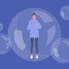 Illustration of woman trapped in bubble