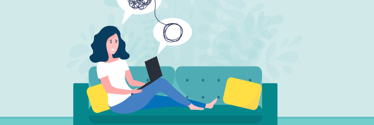 Responsibly Telling Your Story During Mental Health Awareness Month woman staring at computer flustered