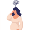 Pregnant woman embracing her stomach feeling distress