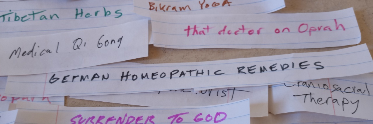 Are You Overwhelmed By Unsolicited Health Advice? Scraps of paper with unsolicited health advice.