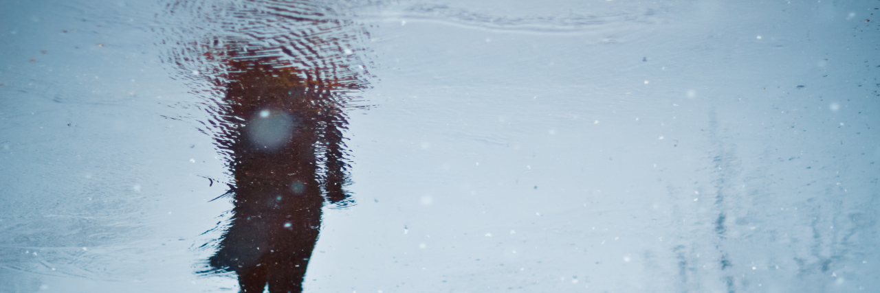 blurry reflection of a rain puddle