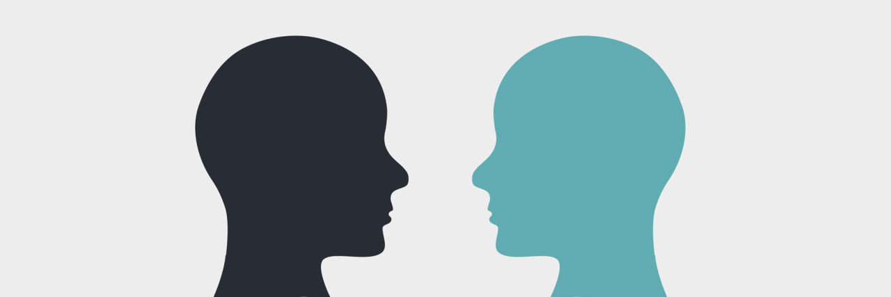 Differences Between Complex PTSD and Borderline Personality Disorder Vector of 2 silhouettes facing each other with hands on each other's shoulders