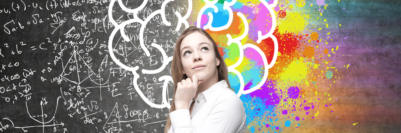 What I've Learned About Succeeding in Life With Learning Disabilities Woman thinking with different parts of brain.