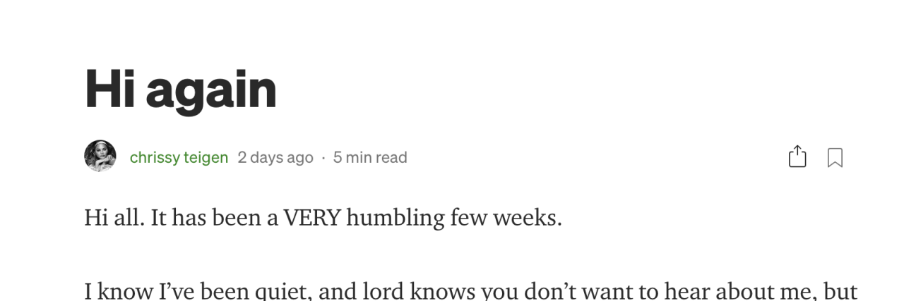 Chrissy Teigen Proves Just How Harmful Adult Bullying Is screenshot of Chrissy Teigen's bullying apology