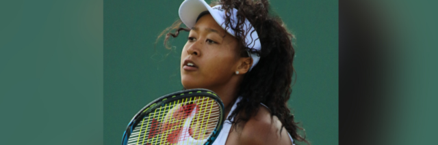 Naomi Osaka playing at Wimbledon in 2017.