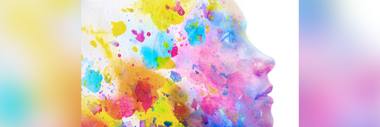 Finding a Healthy Relationship With Food as a Military Child Paintography double exposure portrait of child combined with bright colors