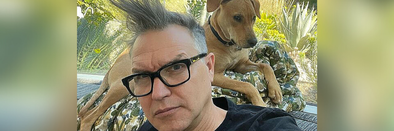 Mark Hoppus with his dog.