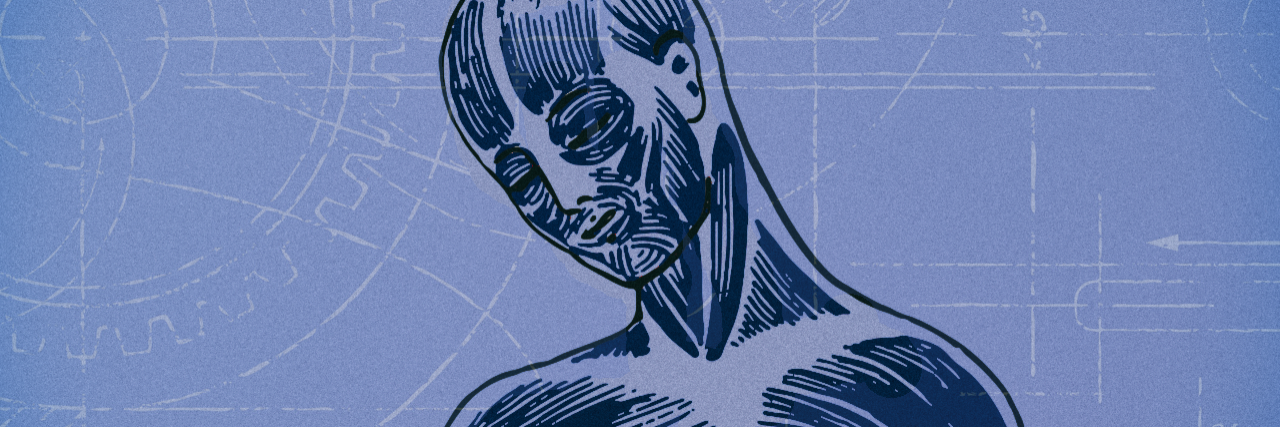 My Body Is Doing Its Best and It Deserves My Forgiveness Blueprint illustration of a woman.