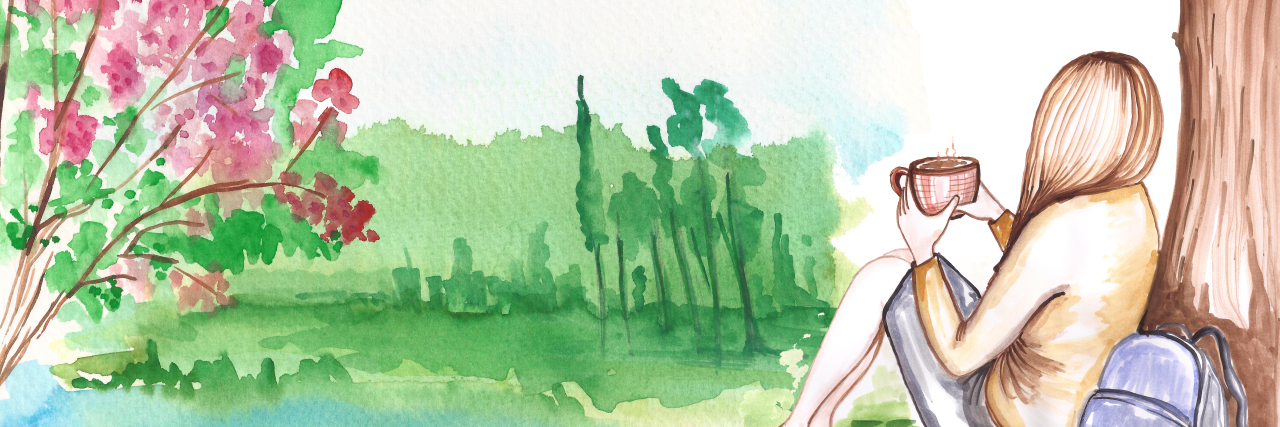 How the 'Laziness Myth' Affects People With Chronic Illness Painting of a woman sitting under a tree.