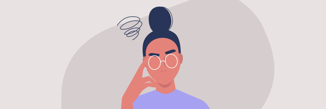 When I'm 'Caught in the Act' of Having a Learning Disability Confused woman drawing.