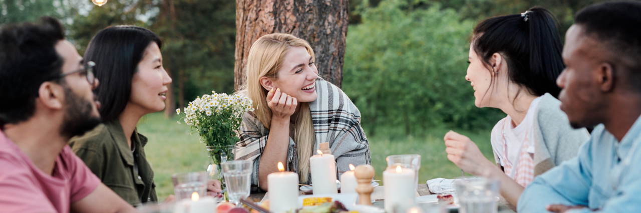 Friends having a picnic.